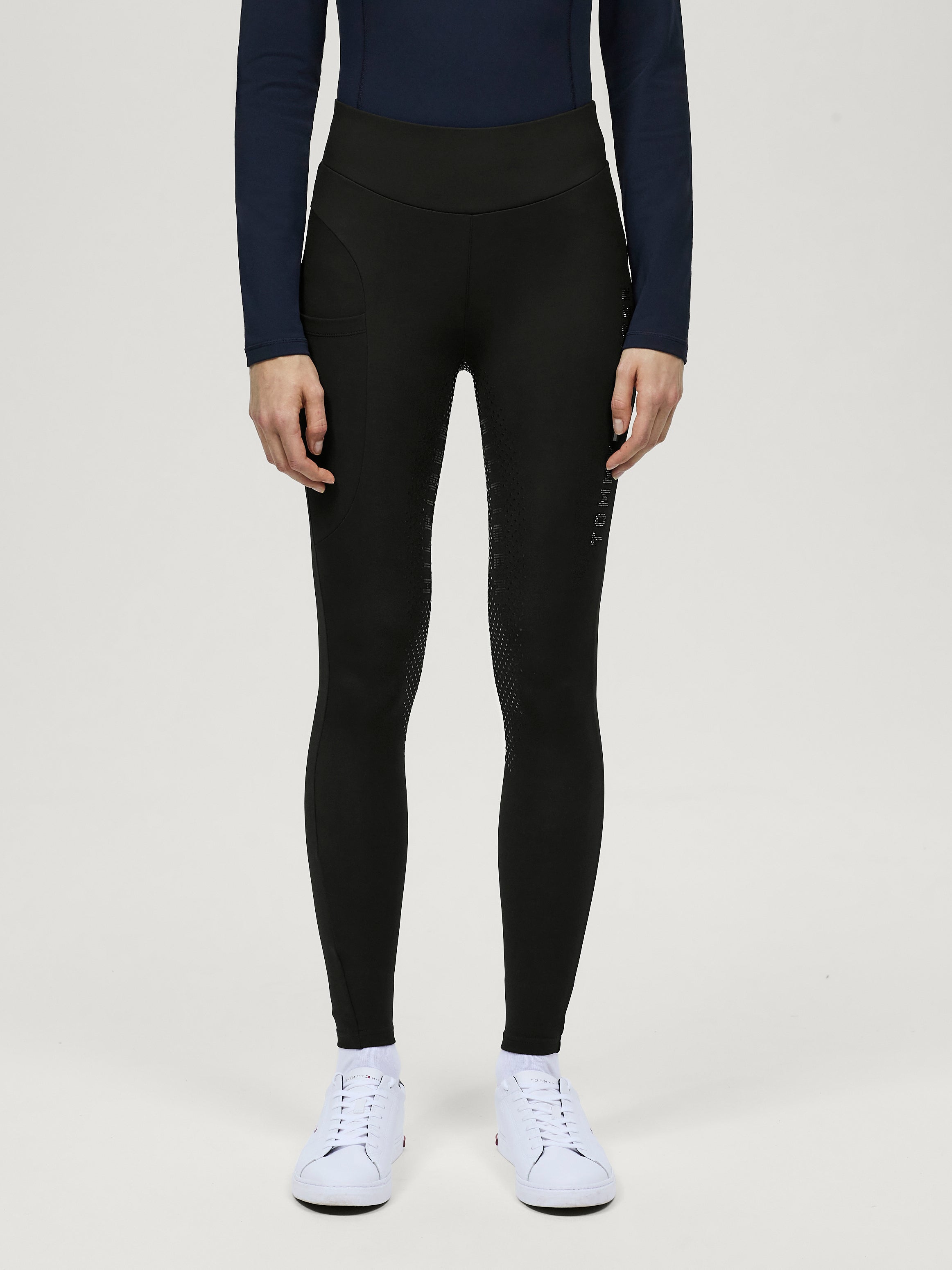 Elmira Winter Rhinestone Full Grip Leggings BLACK
