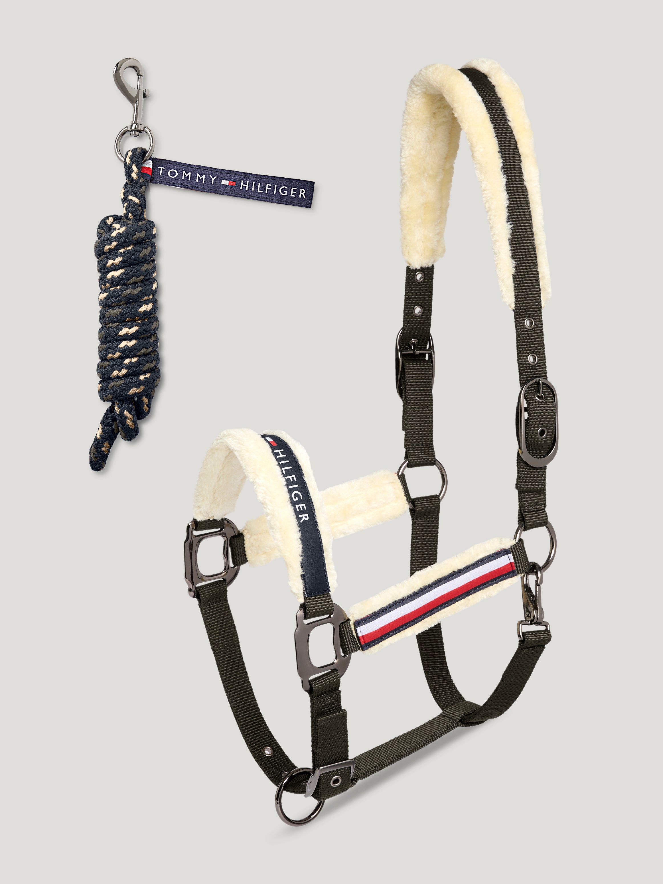 Yale Set Faux Fur Halter Rope CAMO GREEN