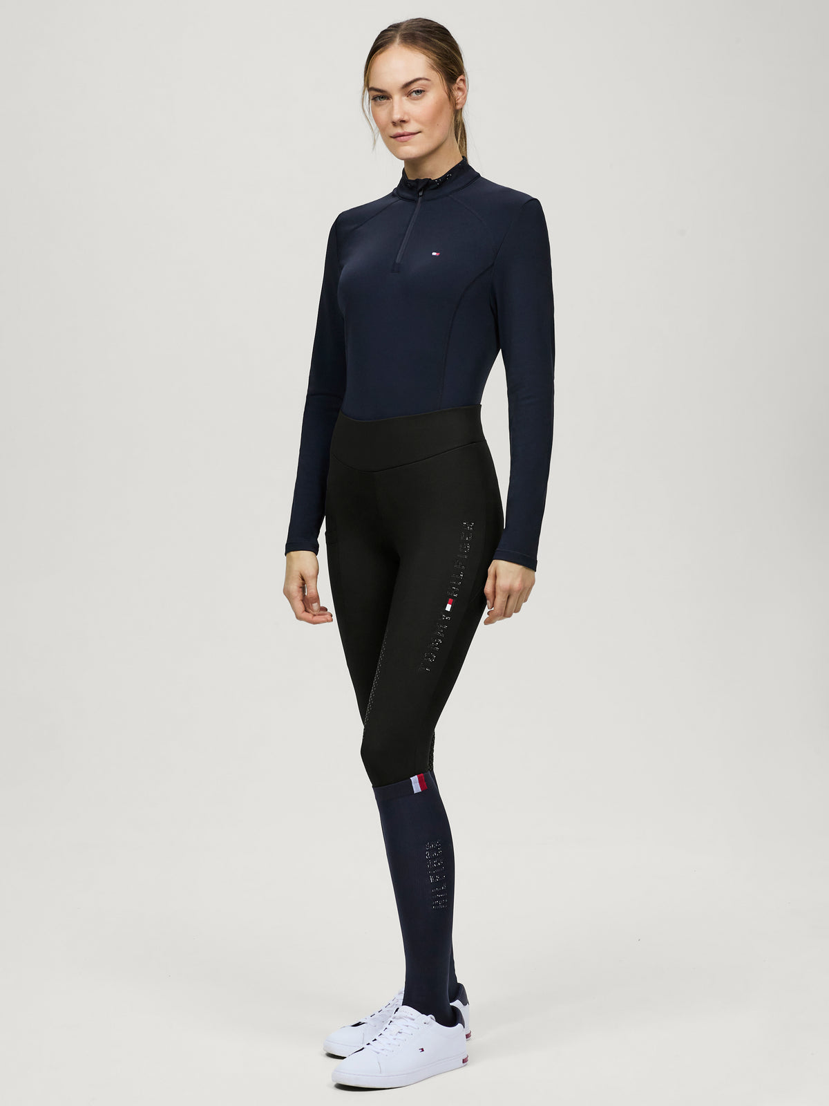 Elmira Winter Rhinestone Full Grip Leggings BLACK