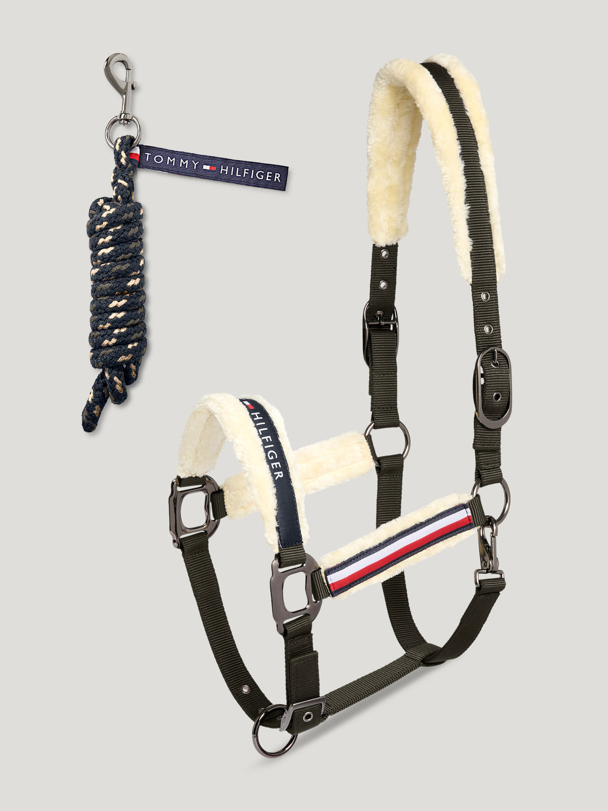 Yale Set Faux Fur Halter Rope CAMO GREEN