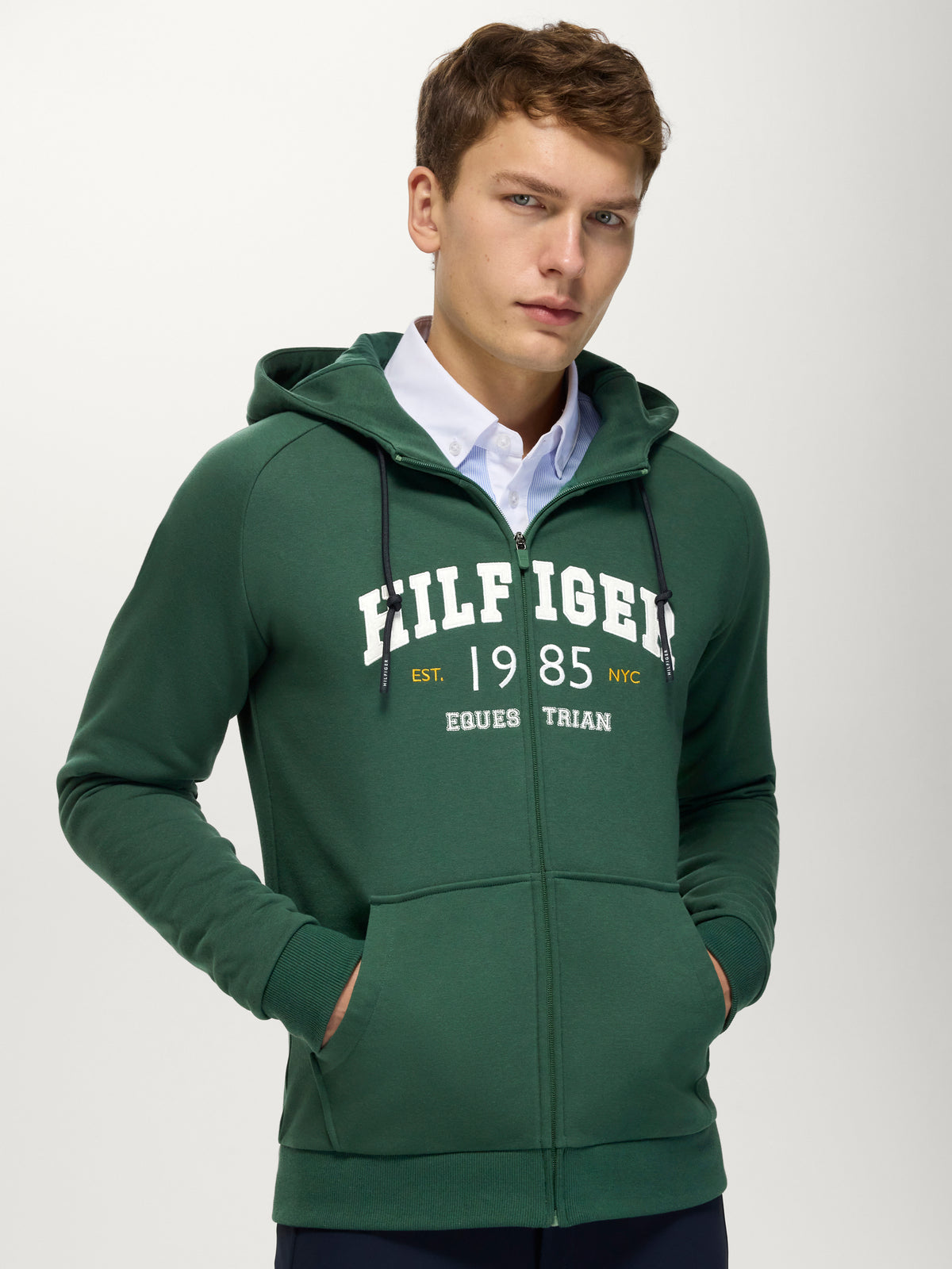Parker Men Zipup Hoodie Jacket EVERGREEN