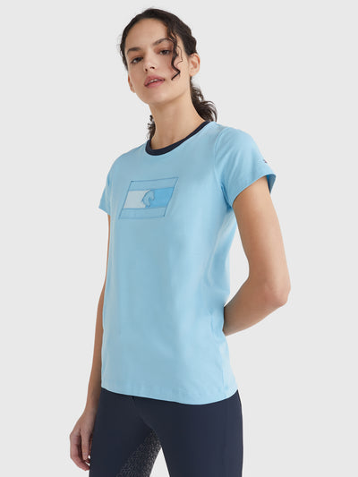 Rundhals T-Shirt Style mit Logo Applikation SUMMIT