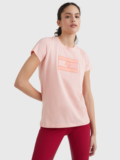 Rundhals T-Shirt Style mit Logo Applikation SUNSET PEACH