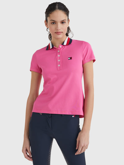 Ribbon tipped collar Poloshirt Style RADIANT PINK